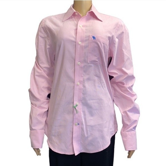 Abercrombie & Fitch Shirt button up long sleeve Casual pink 100% Cotton size M - Picture 12 of 12